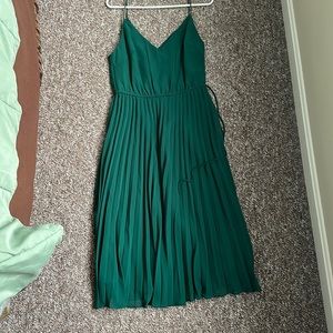 ASOS emerald green v neck pleated tank dress